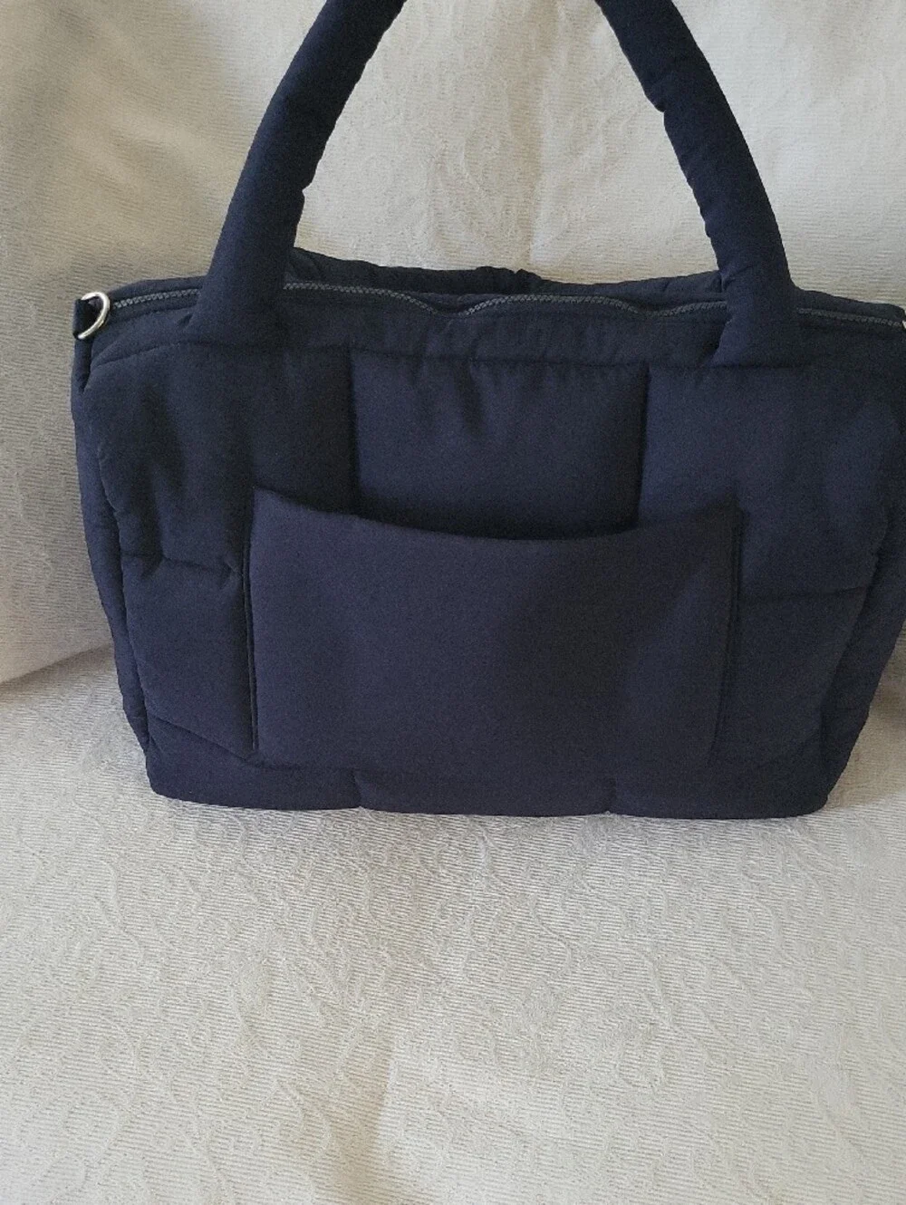 WILO Navy Quilted Laptop Tote - Padded Carry Handles